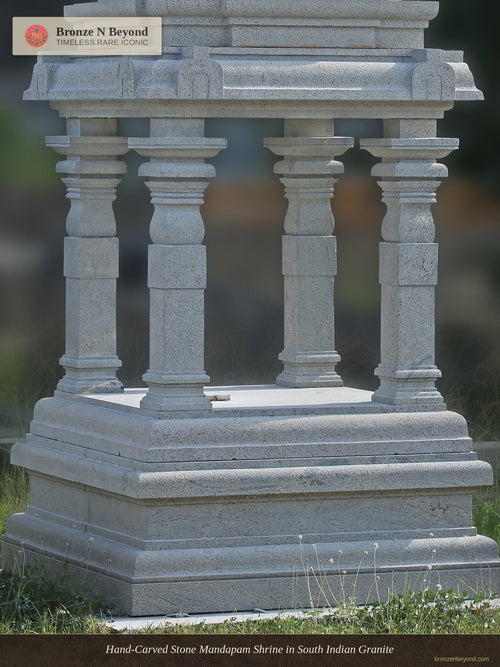 Hand-Carved Stone Mandapam Shrine in South Indian Granite