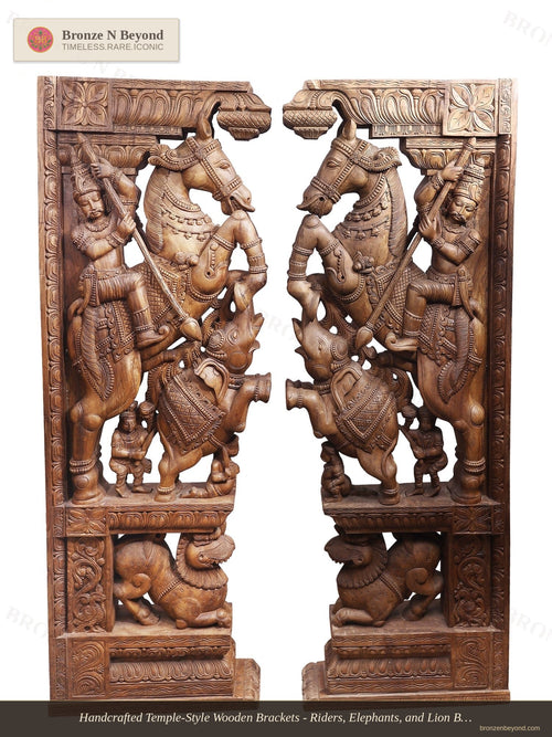 Handcrafted Temple-Style Wooden Brackets