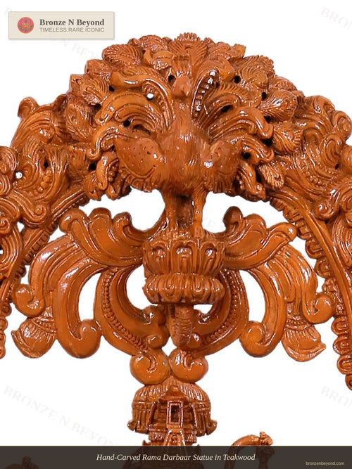 Hand-Carved Rama Darbaar Statue in Teakwood