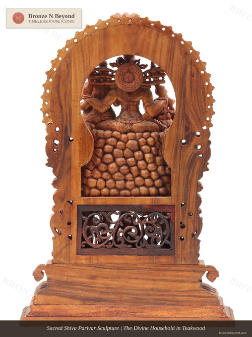 Sacred Shiva Parivar Sculpture | The Divine Household in Teakwood