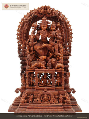 Shiva Parivar Award Winning Wood Sculpture