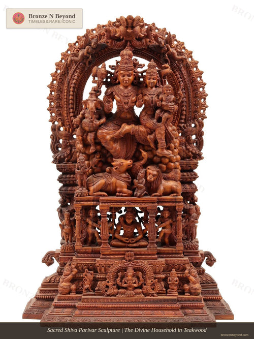 Shiva Parivar Award Winning Wood Sculpture