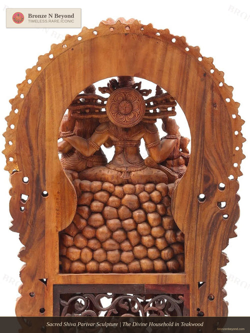Sacred Shiva Parivar Sculpture | The Divine Household in Teakwood