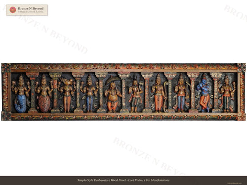 Temple-Style Dashavatara Wood Panel