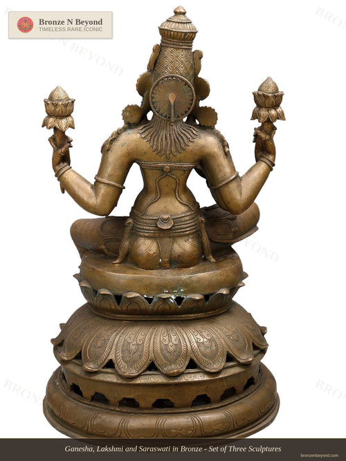 Ganesha, Lakshmi and Saraswati in Bronze - Set of Three Sculptures