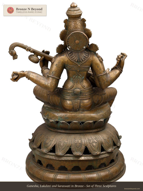 Ganesha, Lakshmi and Saraswati in Bronze - Set of Three Sculptures