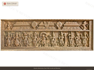 Wooden Dashavatara Panel With Garuda and Hanuman