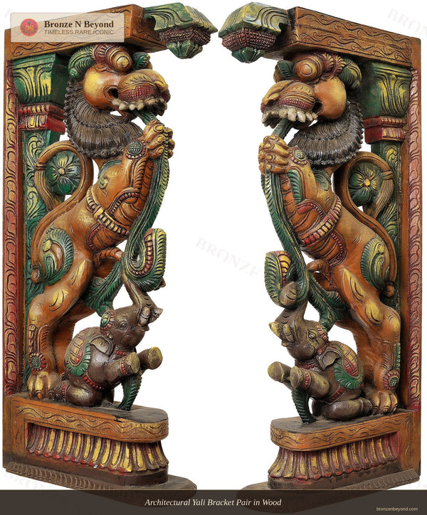 Architectural Yali Bracket Pair in Wood