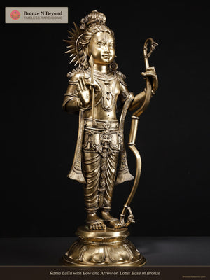 Rama Lalla with Bow and Arrow on Lotus Base in Bronze