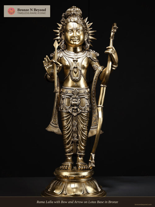 Rama Lalla with Bow and Arrow on Lotus Base in Bronze