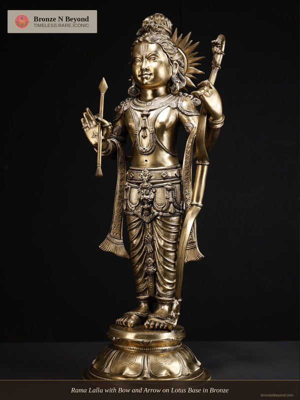 Rama Lalla with Bow and Arrow on Lotus Base in Bronze