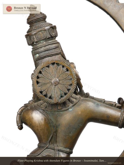 Flute-Playing Krishna with Attendant Figures in Bronze – Swamimalai, Tamil Nadu
