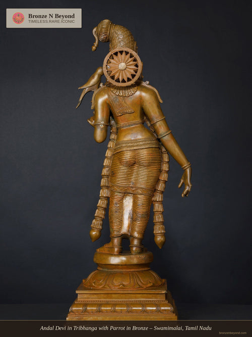 Andal Devi in Tribhanga with Parrot in Bronze – Swamimalai, Tamil Nadu