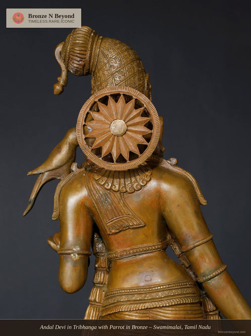Andal Devi in Tribhanga with Parrot in Bronze – Swamimalai, Tamil Nadu