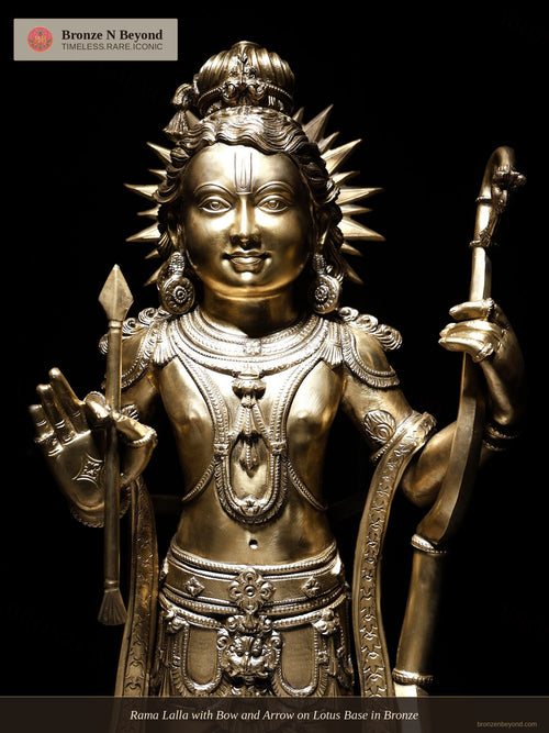 Rama Lalla with Bow and Arrow on Lotus Base in Bronze