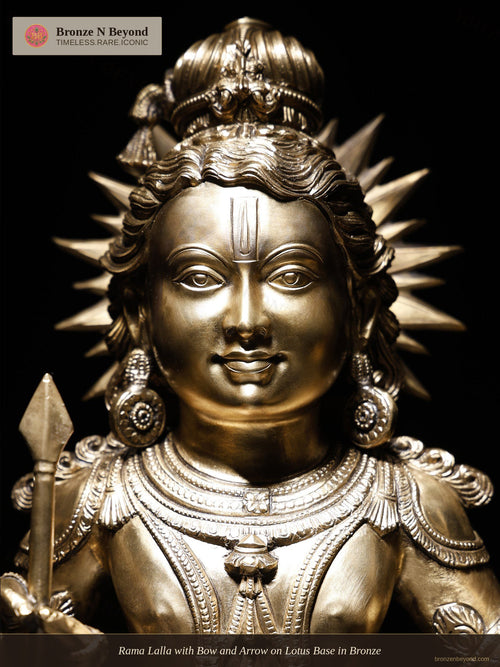 Rama Lalla with Bow and Arrow on Lotus Base in Bronze