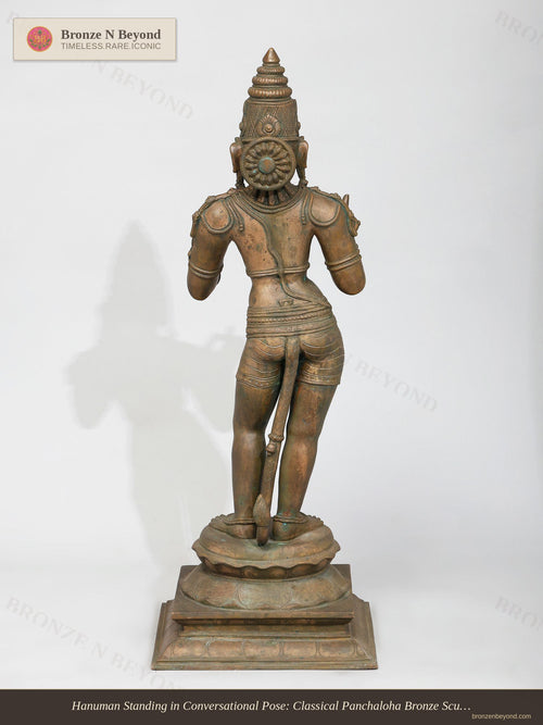 Hanuman Standing in Conversational Pose: Classical Panchaloha Bronze Sculpture