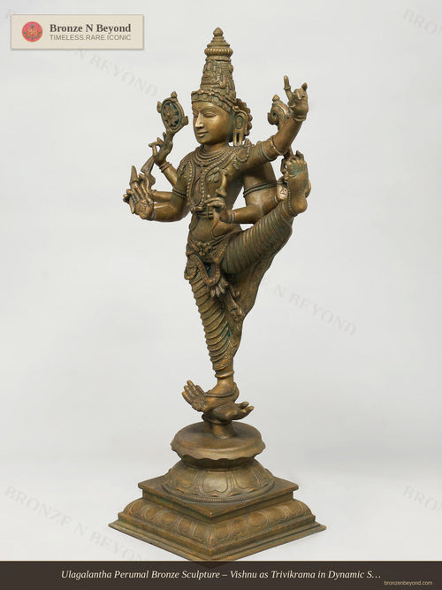 Ulagalantha Perumal Bronze Sculpture – Vishnu as Trivikrama in Dynamic Stride