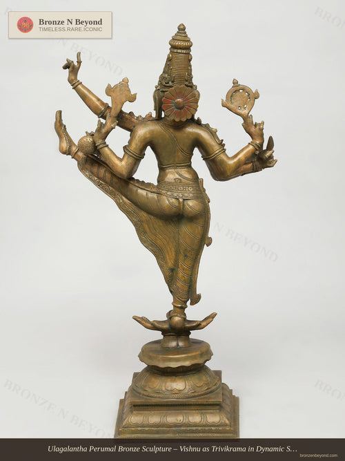 Ulagalantha Perumal Bronze Sculpture – Vishnu as Trivikrama in Dynamic Stride
