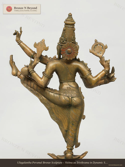 Ulagalantha Perumal Bronze Sculpture – Vishnu as Trivikrama in Dynamic Stride