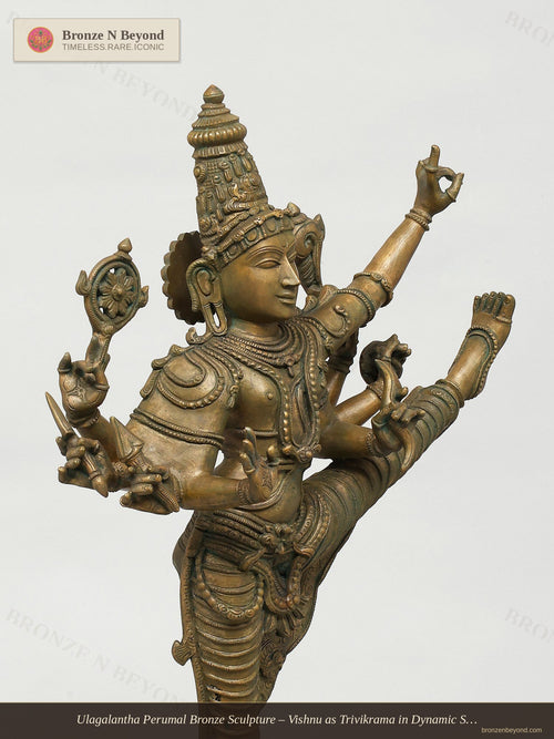 Ulagalantha Perumal Bronze Sculpture – Vishnu as Trivikrama in Dynamic Stride