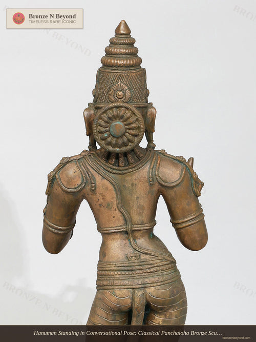 Hanuman Standing in Conversational Pose: Classical Panchaloha Bronze Sculpture