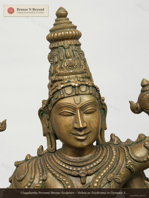 Ulagalantha Perumal Bronze Sculpture – Vishnu as Trivikrama in Dynamic Stride