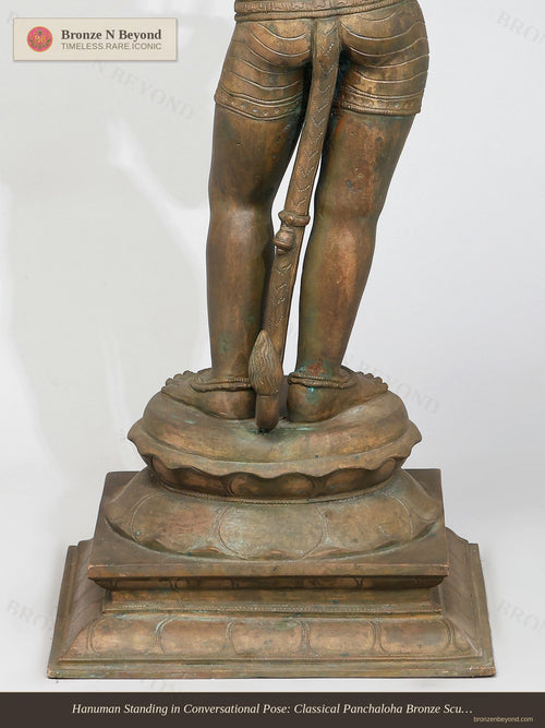 Hanuman Standing in Conversational Pose: Classical Panchaloha Bronze Sculpture
