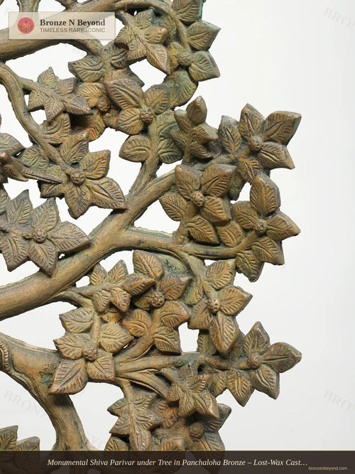 Monumental Shiva Parivar under Tree in Panchaloha Bronze – Lost-Wax Cast, Swamimalai, Tamil Nadu