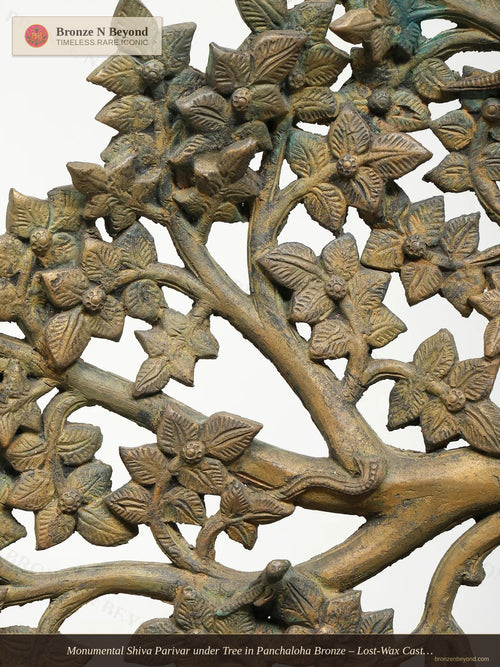 Monumental Shiva Parivar under Tree in Panchaloha Bronze – Lost-Wax Cast, Swamimalai, Tamil Nadu