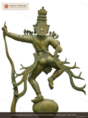 Krishna Subduing Kaliya in Dynamic Pose in Bronze – Swamimalai, Tamil Nadu