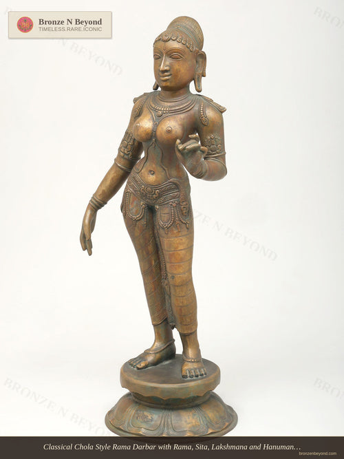 Classical Chola Style Rama Darbar with Rama, Sita, Lakshmana and Hanuman in Panchaloha Bronze – Swamimalai, Tamil Nadu