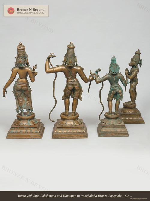 Rama with Sita, Lakshmana and Hanuman in Panchaloha Bronze Ensemble – Swamimalai, Tamil Nadu