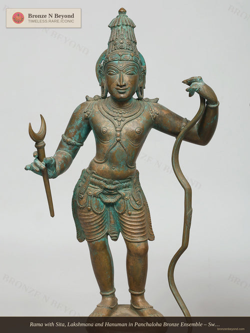 Rama with Sita, Lakshmana and Hanuman in Panchaloha Bronze Ensemble – Swamimalai, Tamil Nadu