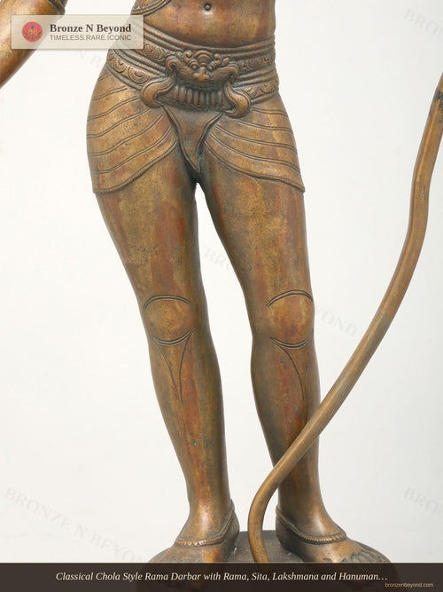 Classical Chola Style Rama Darbar with Rama, Sita, Lakshmana and Hanuman in Panchaloha Bronze – Swamimalai, Tamil Nadu