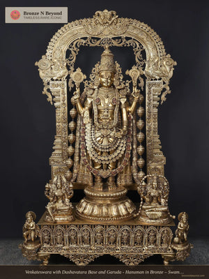 Venkateswara with Dashavatara Base and Garuda- Hanuman in Bronze