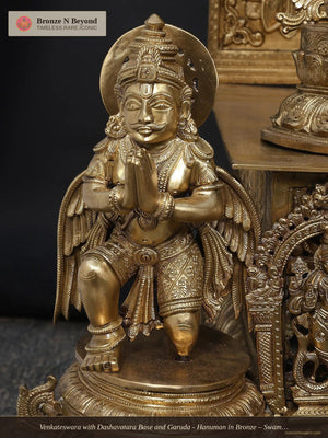 Venkateswara with Dashavatara Base and Garuda - Hanuman in Bronze – Swamimalai, Tamil Nadu