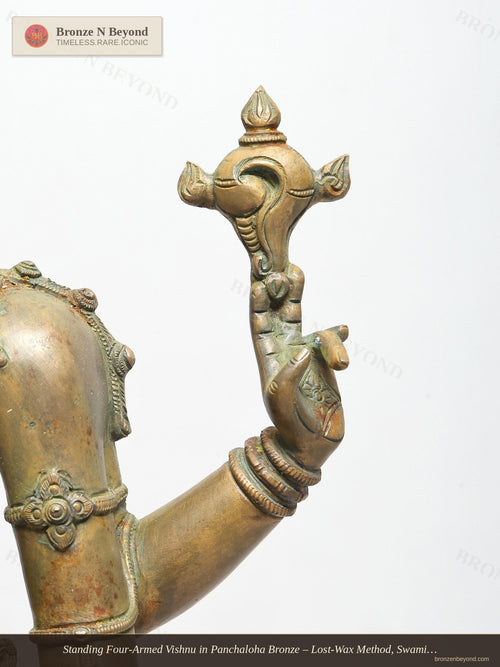 Standing Four-Armed Vishnu in Panchaloha Bronze – Lost-Wax Method, Swamimalai