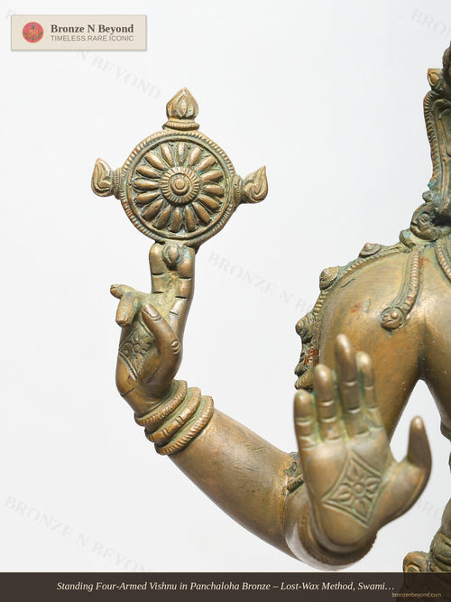 Standing Four-Armed Vishnu in Panchaloha Bronze – Lost-Wax Method, Swamimalai