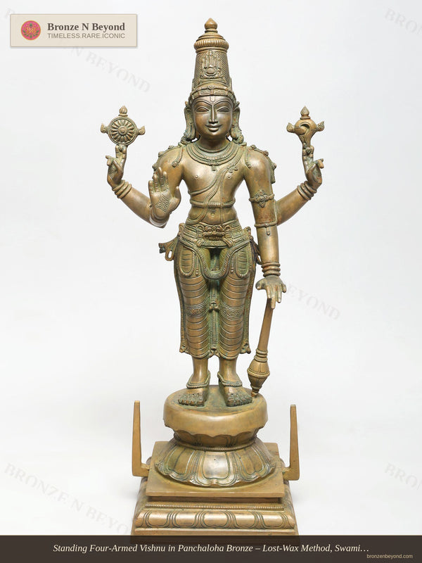 Standing Four-Armed Vishnu in Panchaloha Bronze