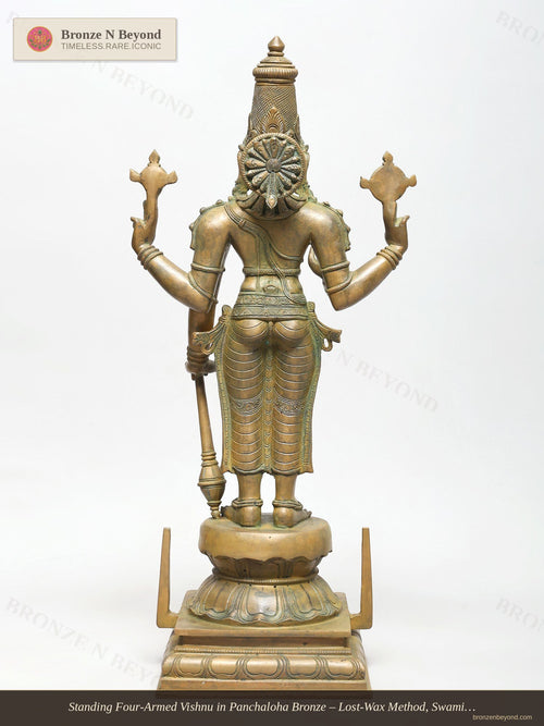 Standing Four-Armed Vishnu in Panchaloha Bronze – Lost-Wax Method, Swamimalai