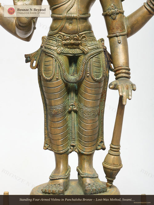 Standing Four-Armed Vishnu in Panchaloha Bronze – Lost-Wax Method, Swamimalai