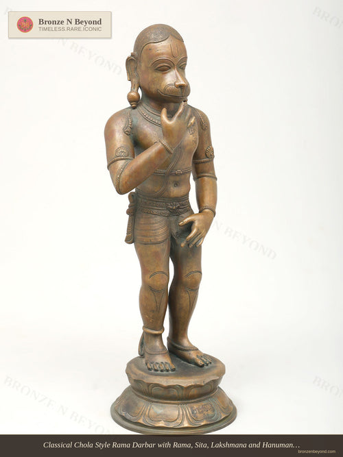 Classical Chola Style Rama Darbar with Rama, Sita, Lakshmana and Hanuman in Panchaloha Bronze – Swamimalai, Tamil Nadu