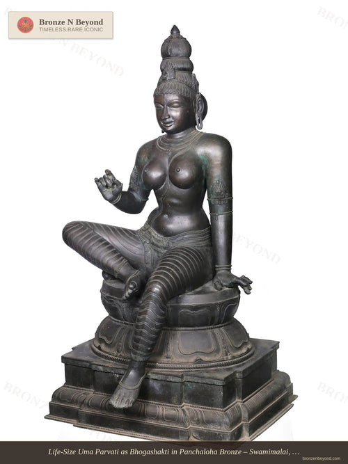 Life-Size Uma Parvati as Bhogashakti in Panchaloha Bronze – Swamimalai, Tamil Nadu