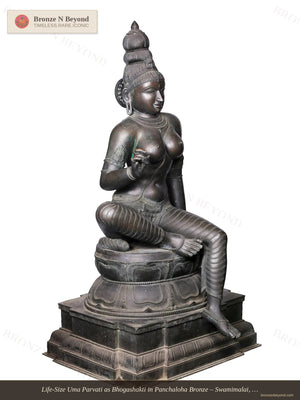 Life-Size Uma Parvati as Bhogashakti in Panchaloha Bronze – Swamimalai, Tamil Nadu