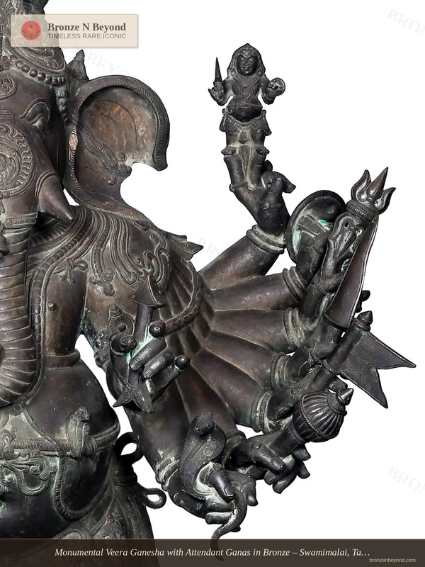 Monumental Veera Ganesha with Attendant Ganas in Bronze – Swamimalai, Tamil Nadu