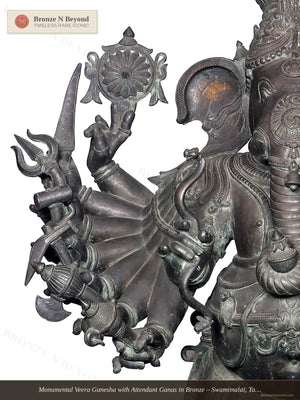Monumental Veera Ganesha with Attendant Ganas in Bronze – Swamimalai, Tamil Nadu