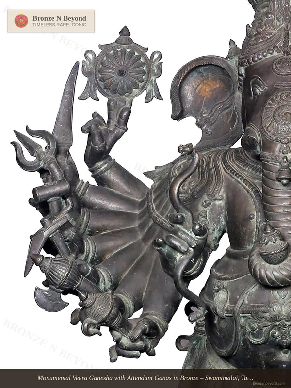 Monumental Veera Ganesha with Attendant Ganas in Bronze – Swamimalai, Tamil Nadu