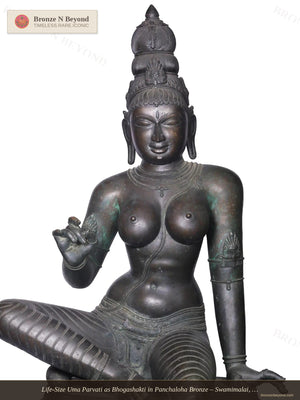 Life-Size Uma Parvati as Bhogashakti in Panchaloha Bronze – Swamimalai, Tamil Nadu
