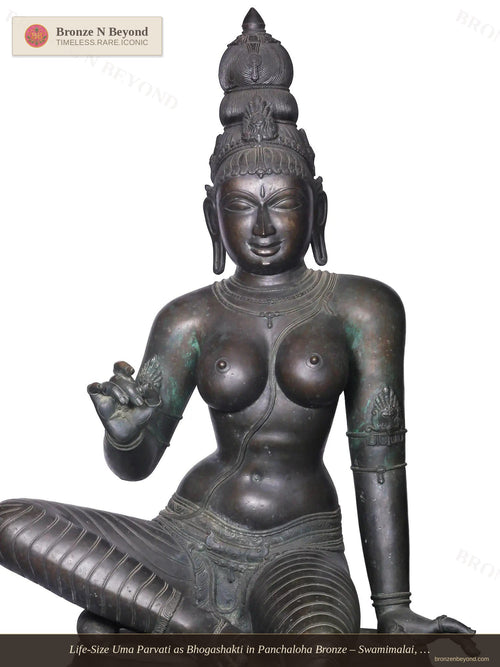Life-Size Uma Parvati as Bhogashakti in Panchaloha Bronze – Swamimalai, Tamil Nadu